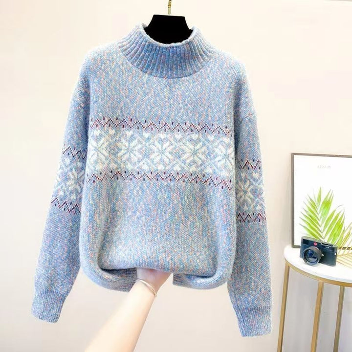 Kvinderne hyggelige turtleneck sweater med nordisk mønster Stilla