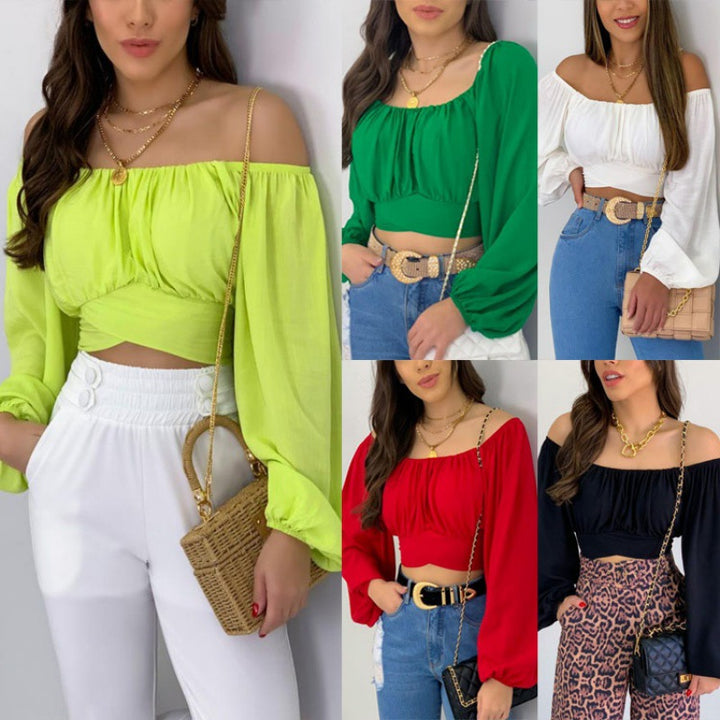 Dame off-shoulder bluse med blødt drapering Stilla