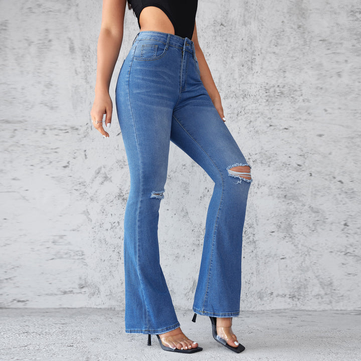 Dame Flared Jeans med højtskåret talje og Destroyed-detaljer Stilla