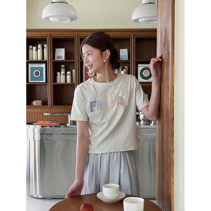 Damer afslappet T-shirt med moderne grafikker Stilla