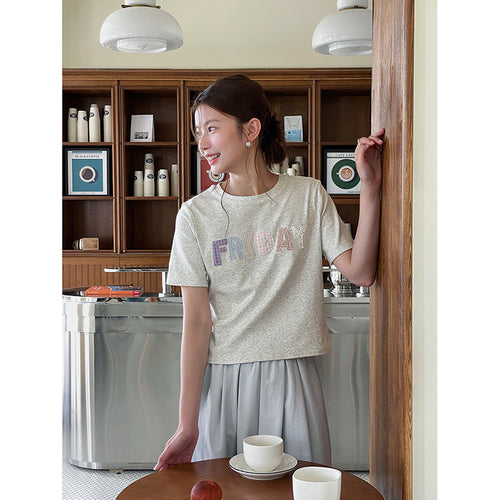 Damer afslappet T-shirt med moderne grafikker Stilla