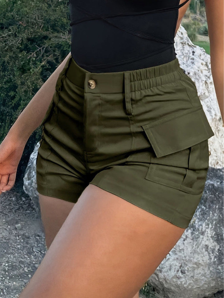 Dame Cargo-shorts med høj talje og praktiske lommer Skovae