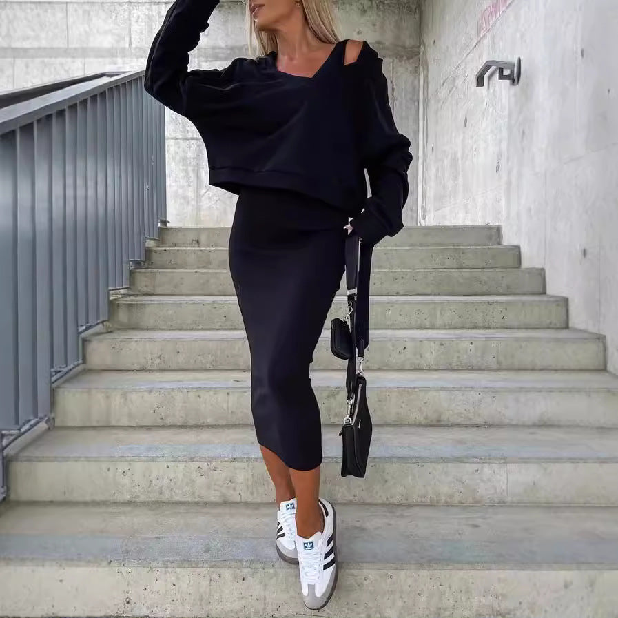 Dame afslappet sweatshirts og midi-nederdel sæt Stilla