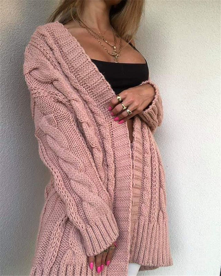 Dame Stor Oversized Strikpullover Stilla