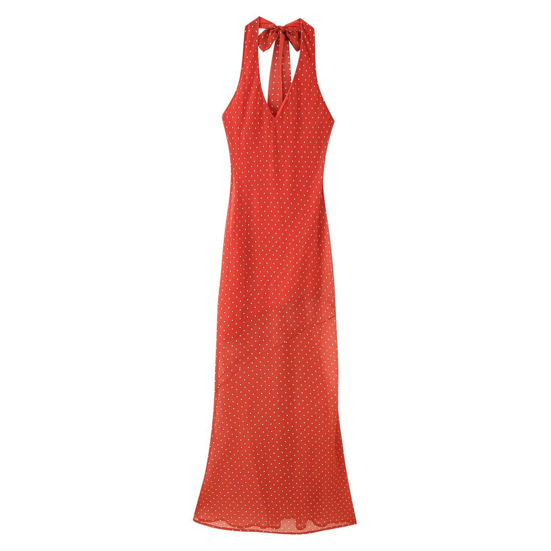 Femme Halterneck Midi Kjole med Bindebånd Detalje Stilla