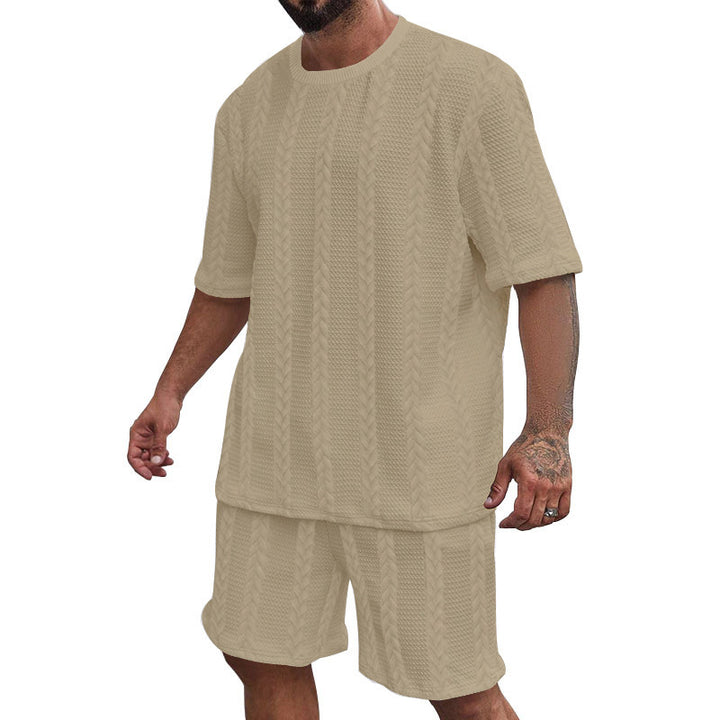Herre afslappet strik sæt med oversized T-shirt og shorts Stilla