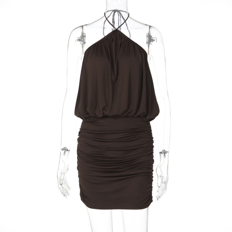 Damen Raffiniertes Wickelkleid mit Spaghetti-Trägern und gerafftem Saum Skovae