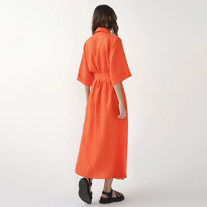 Dame elegant Maxi-kjole med moderne vikkedesign og taljebælte Stilla
