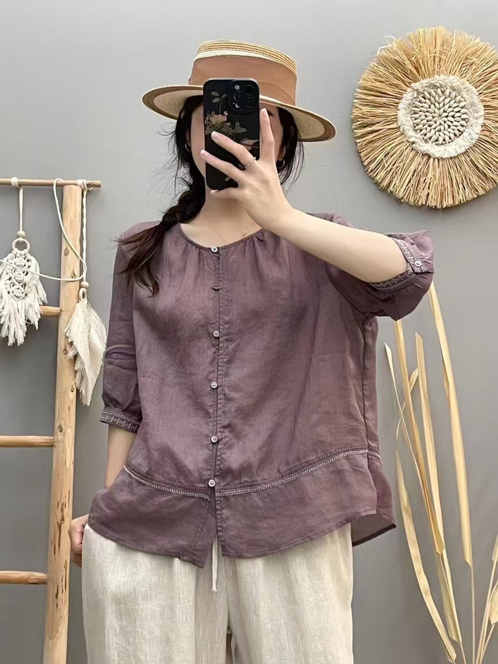 Femme Relaxed Fit Letvægt Button-Up Bluse Stilla