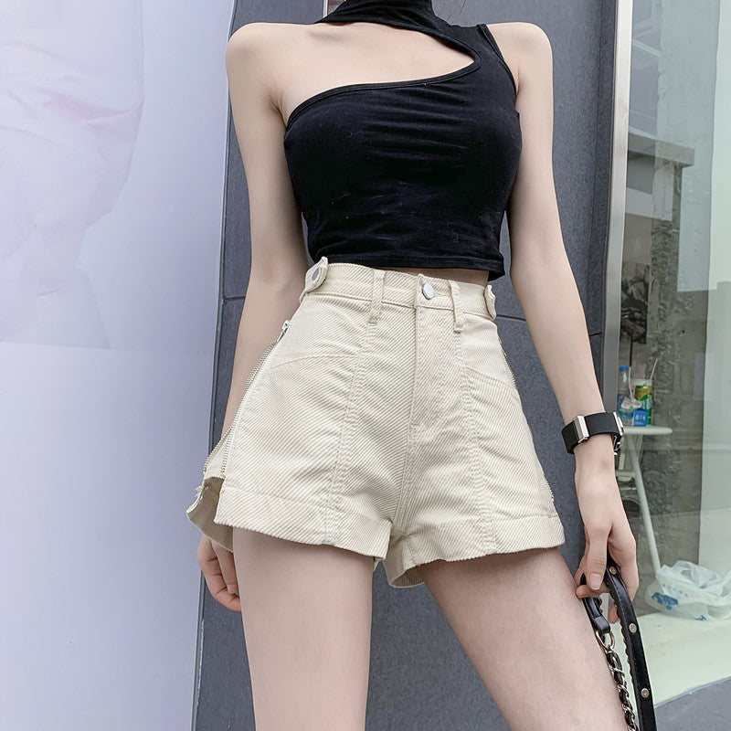 Dame højtaljede bomulds-canvas-shorts Stilla