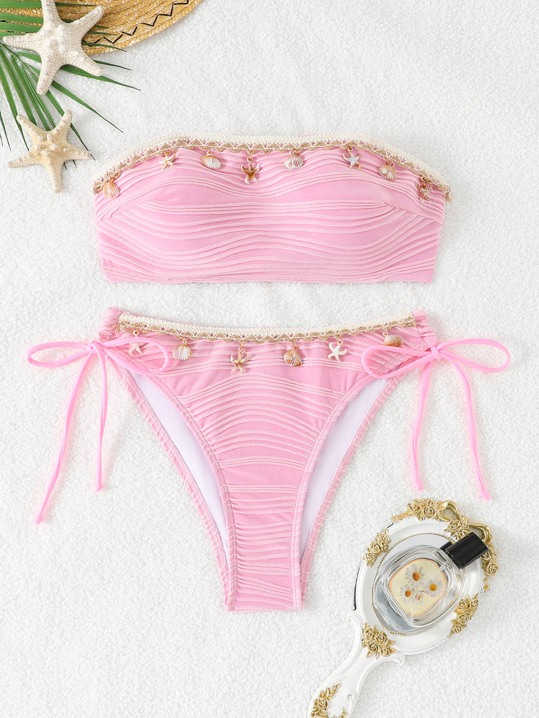 Dame Bandeau Bikini med musling dekoration Skovae