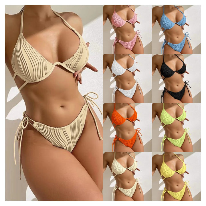 Femme Ribbede Trekant-Bikini-Sæt Stilla