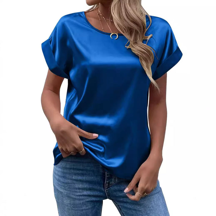 Damer elegant satinbluse med afslappet pasform Stilla