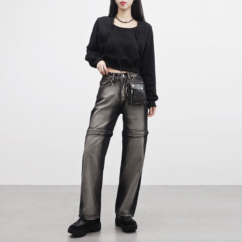 Dame cropped sweatshirt jakke med bløde ærmer Stilla