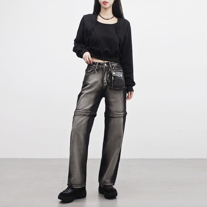 Dame cropped sweatshirt jakke med bløde ærmer Stilla