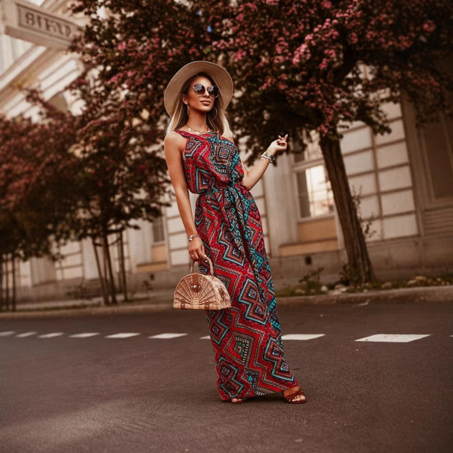 Dame Floral Print Maxi Kjole Stilla