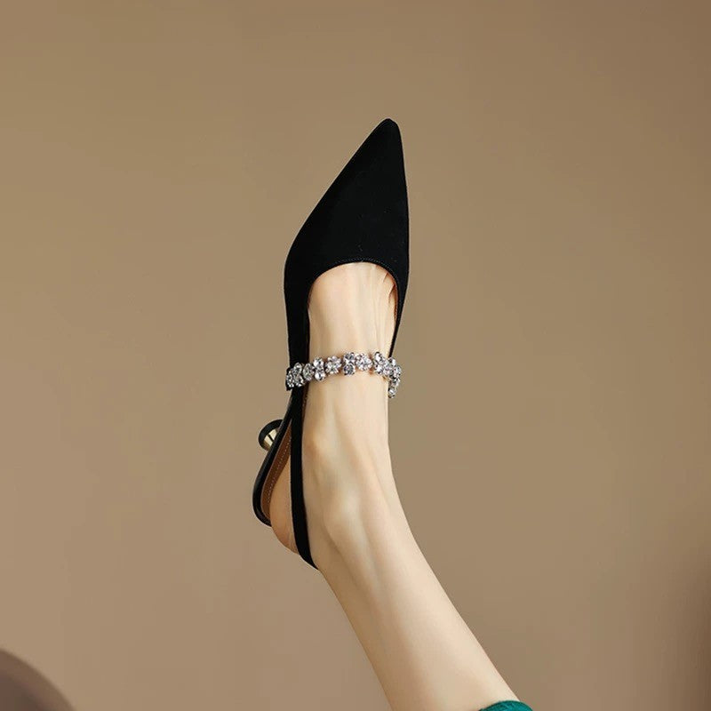 Dame Slingback hæle med strassaccenter Stilla