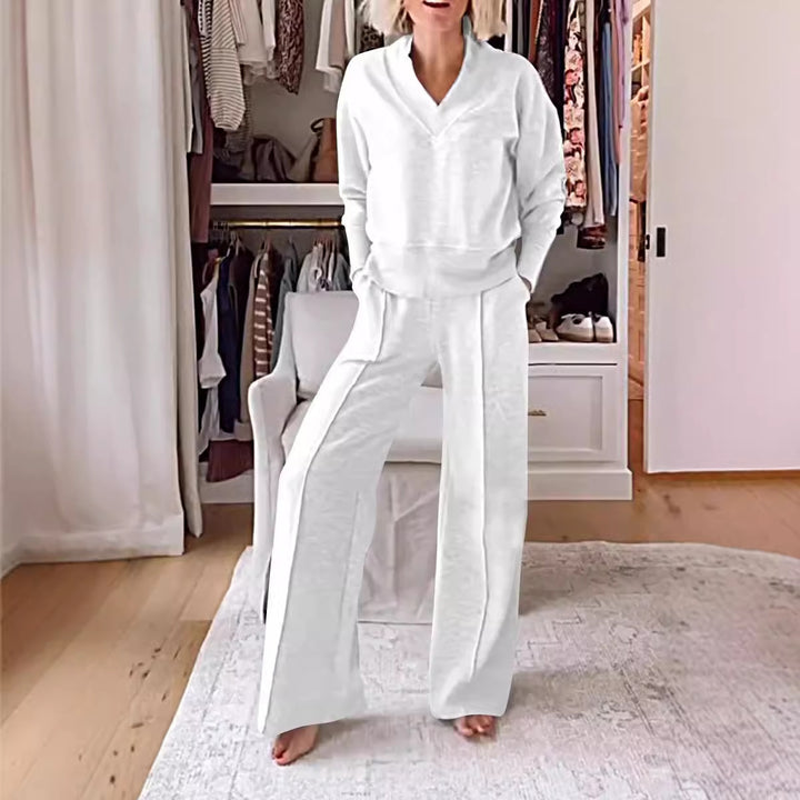 Damer elegant fritidssæt med løst overdel og palazzo bukser Stiila