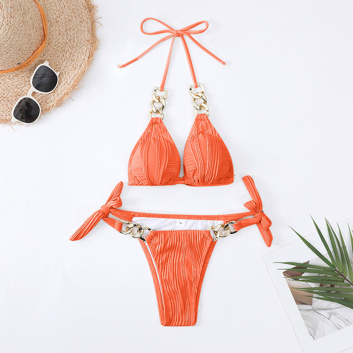 Damer Bikini-sæt med stilfulde kædeaccentuer og tilbagetrækningsstropper Stilla