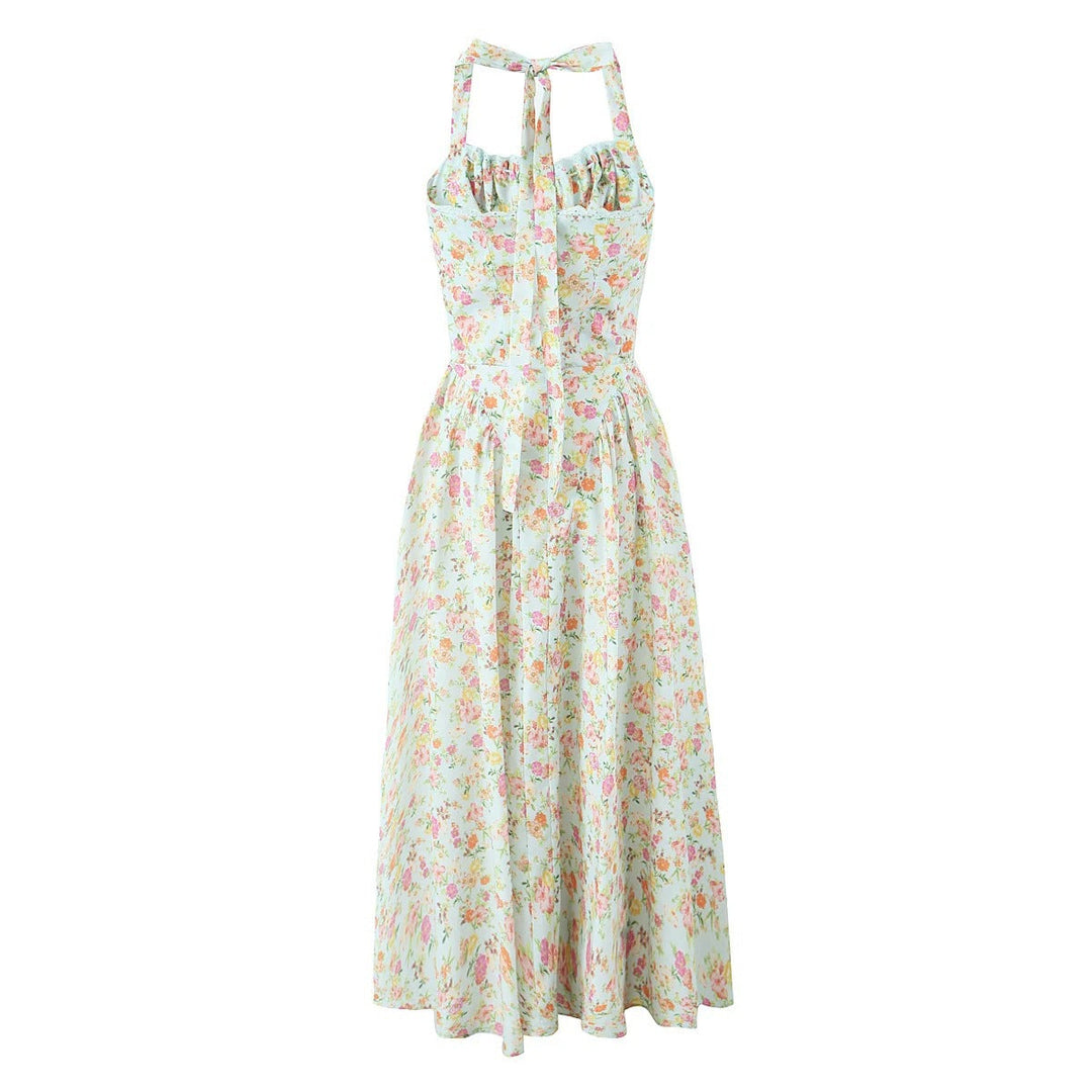 Stilla | Romantisk Halterneck Flydende Maxi Kjole
