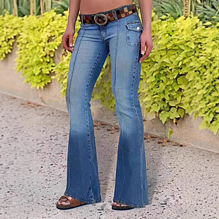 Dame Bootcut Jeans med høj talje og stilfuld Stone-Washed effekt Stilla