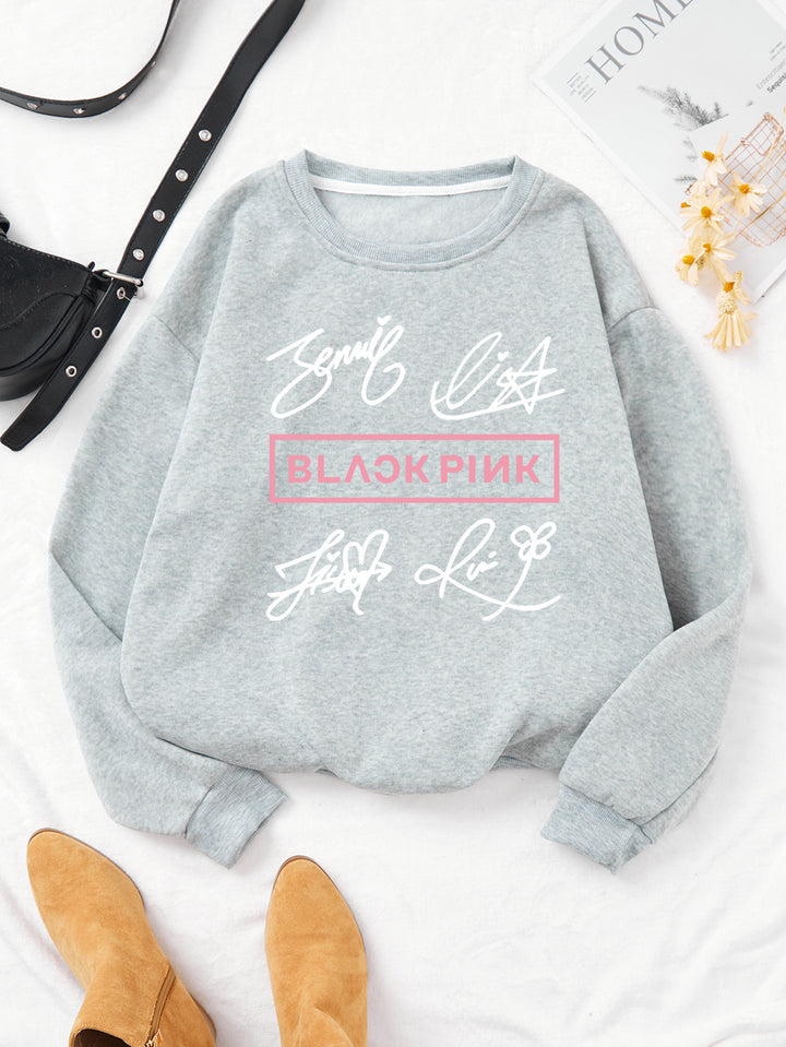 Kvinders casual sweatshirt med kreativ signaturmotiv Skovae