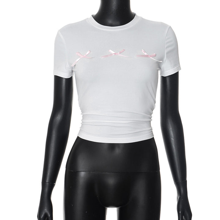 Dame Crop-Top med dekorative sløjfer Stilla