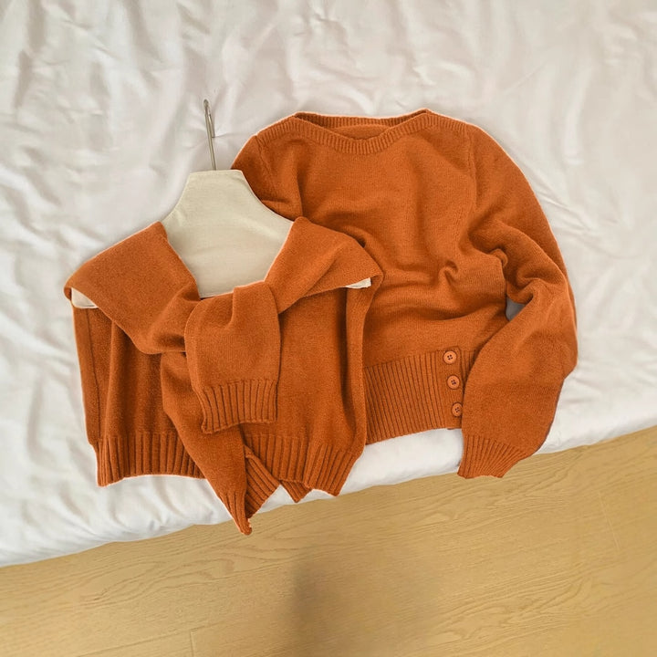 Damer elegant sweater med aftagelig krave Stilla