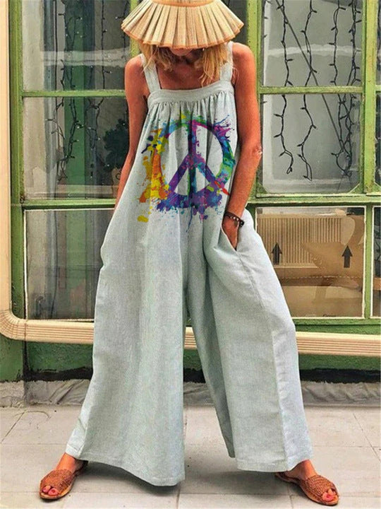 Dame luftig jumpsuit med blomsterdesign og justerbare stropper Stiila