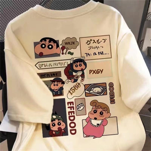 Dame T-shirt med kreativt cartoon-motiv og oversized snit Stilla