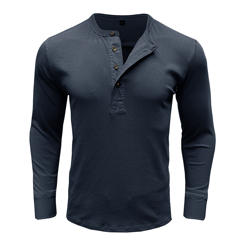 Stilla | Lange ærmer Regular fit bomuldsblanding Henley udskæring afslappet stil