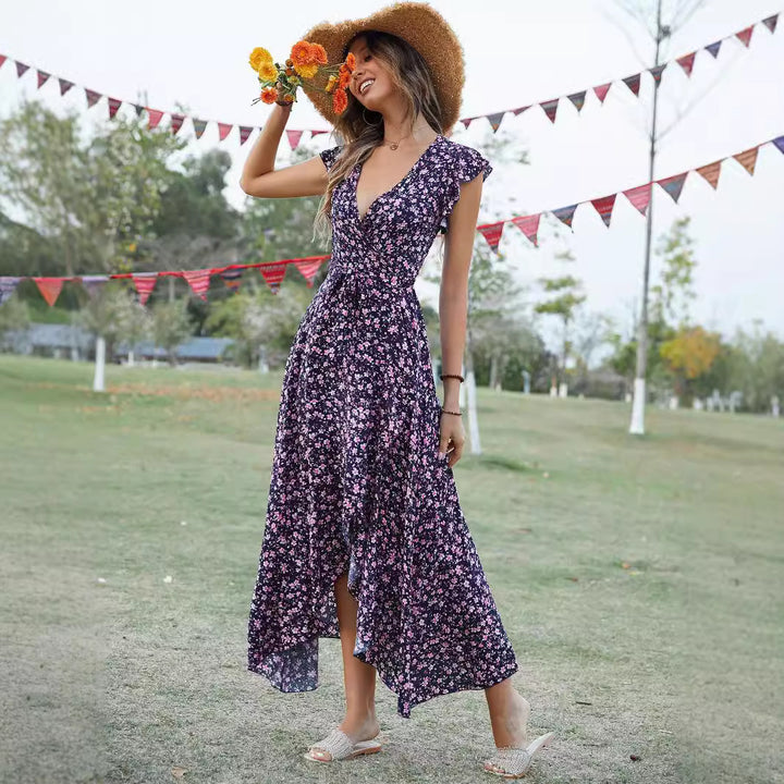 Femme Floral Print Maxi Wrap Kjole Stilla