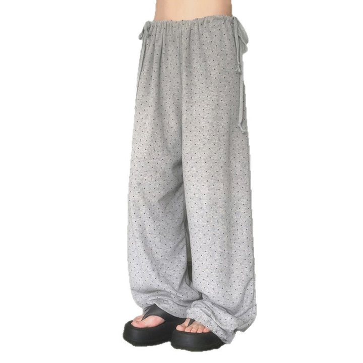 Dame loose pyjamas med fleksibel linning og dekorative bånd Skovae