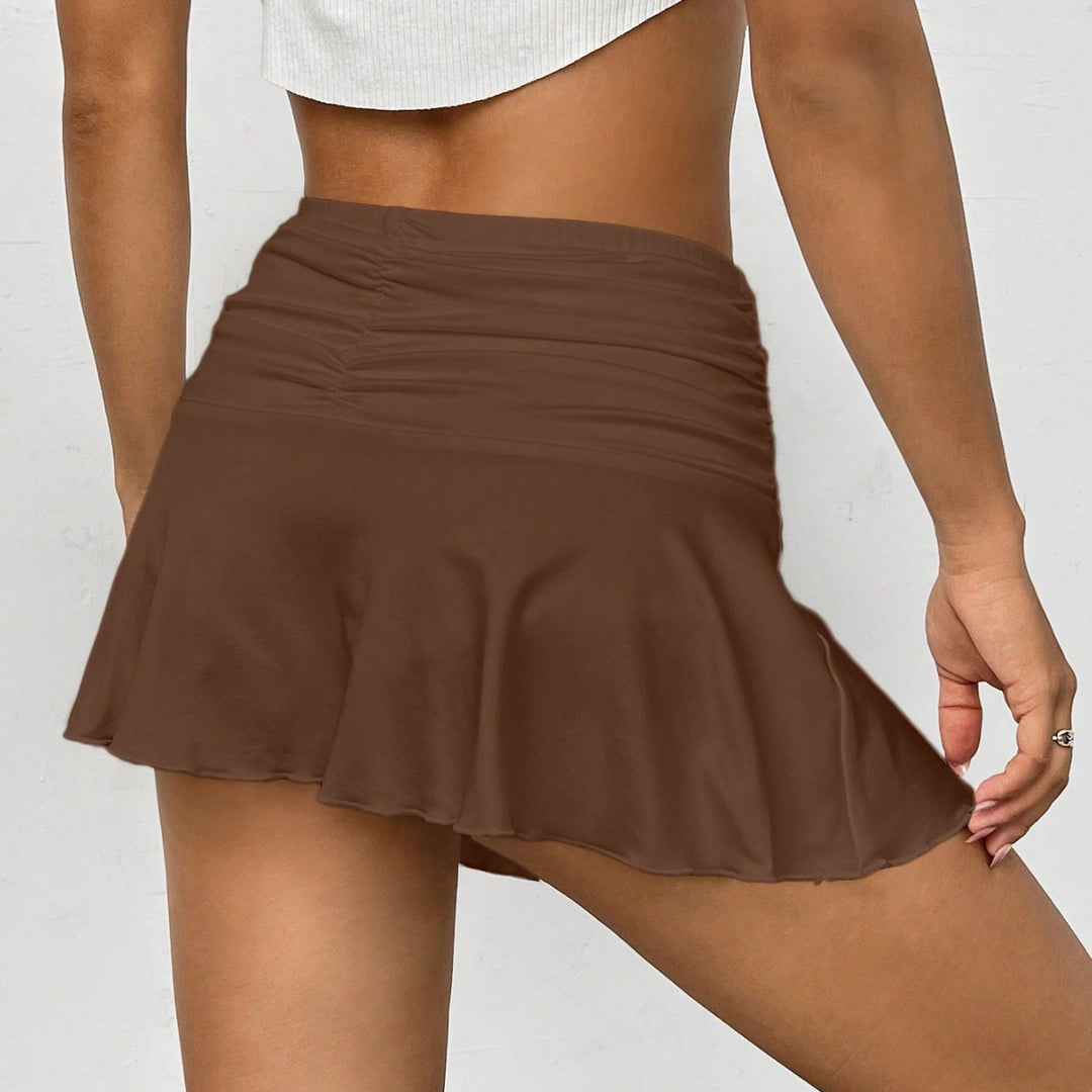 Dame mini skirt med afslappede rynkeelementer Skovae