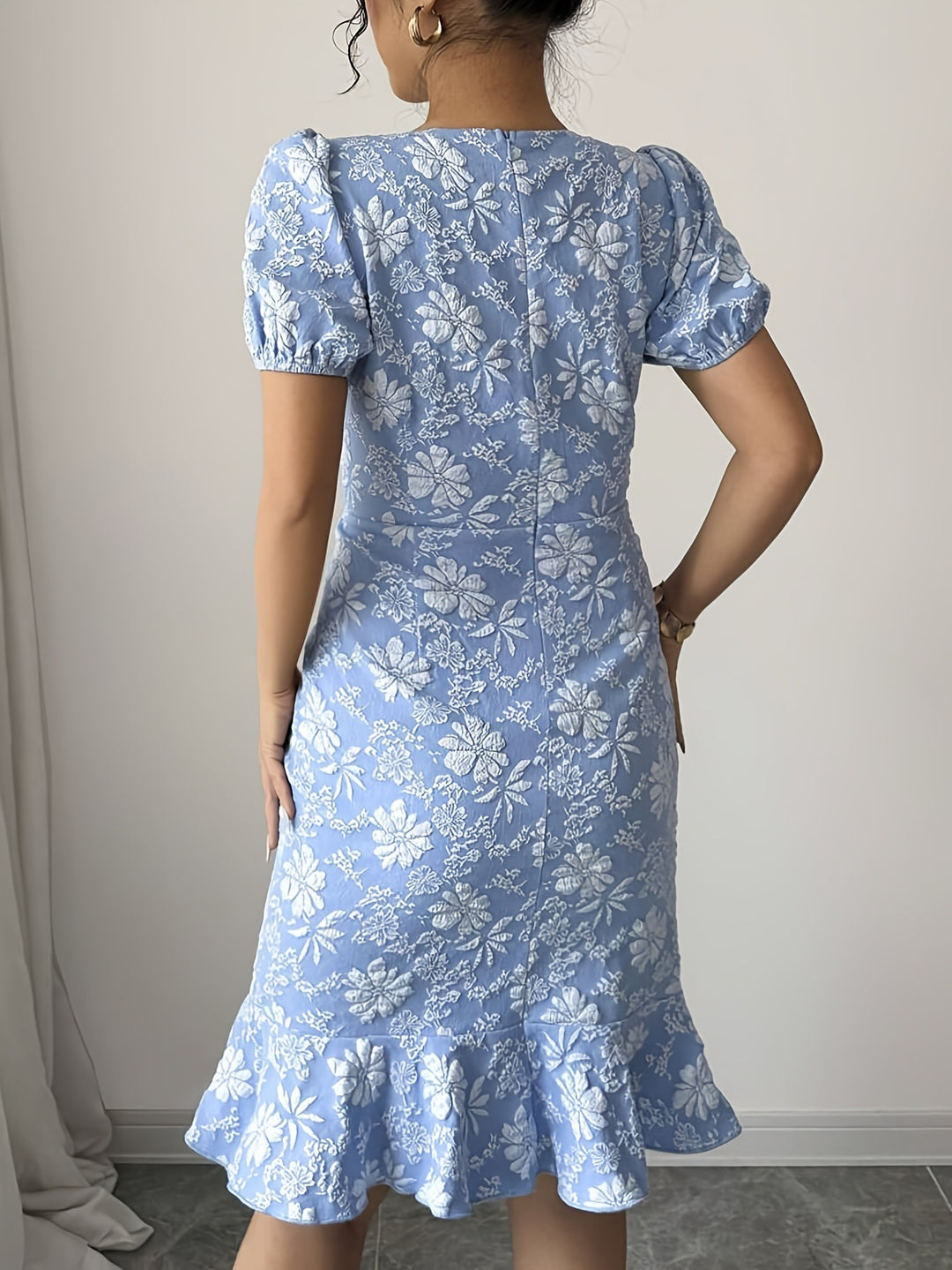 Femme Blomsterprint Puffærmet Kjole Stilla