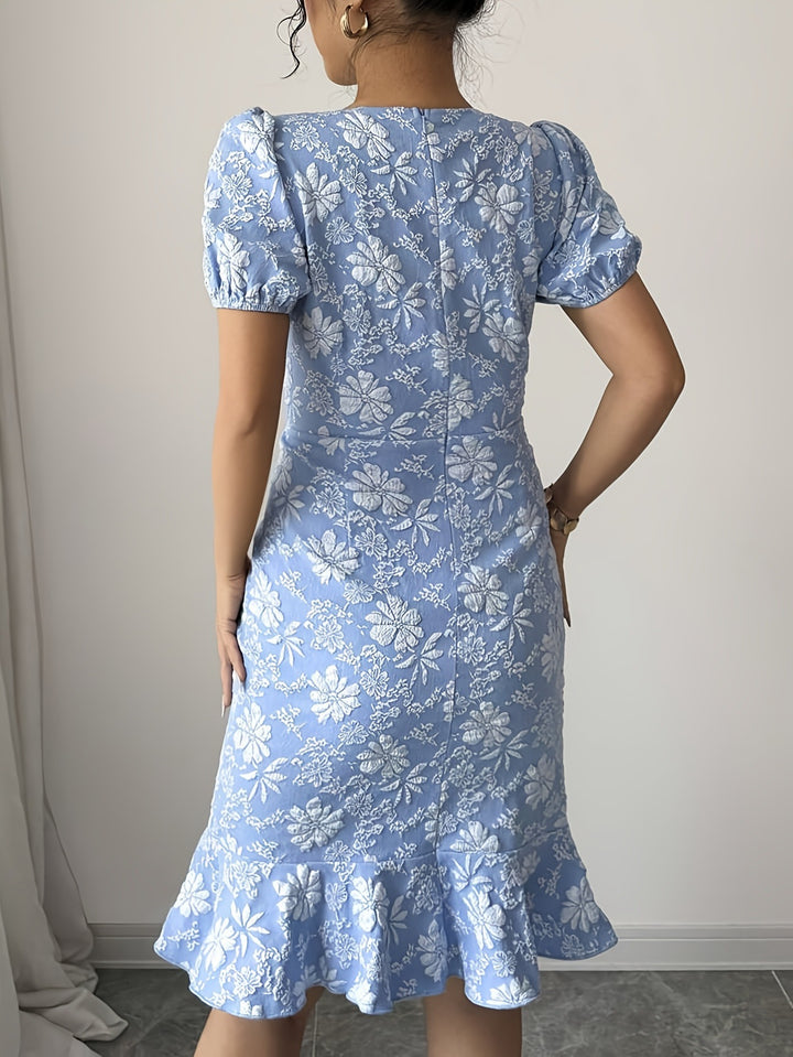 Femme Blomsterprint Puffærmet Kjole Stilla