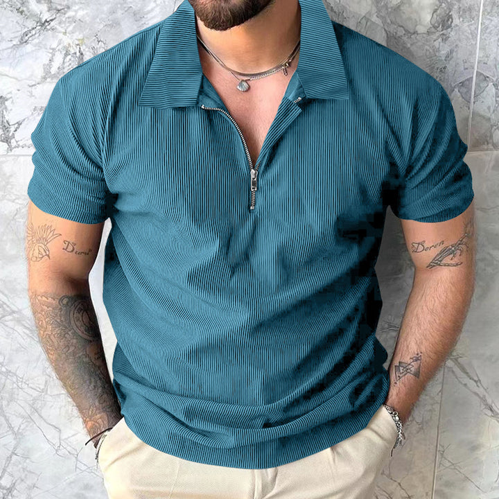 Herre polo skjorte med lynlås og struktureret design Stilla