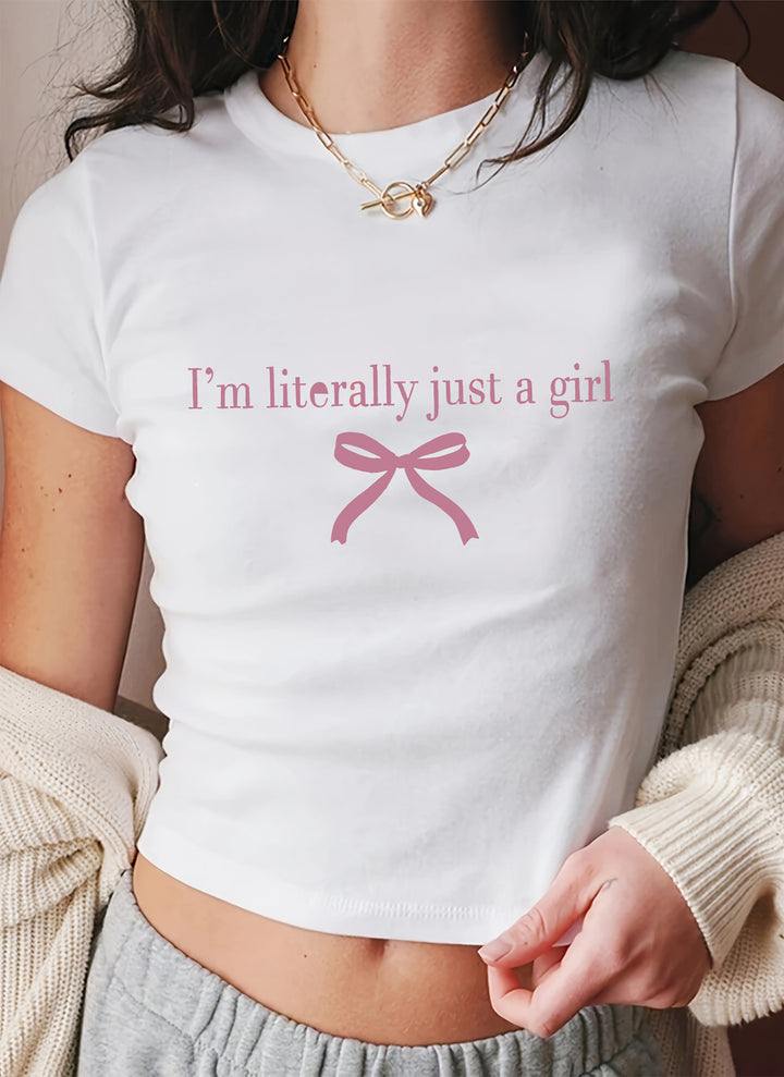 Dame kortærmet T-shirt med trykt læbemotiv Skovae