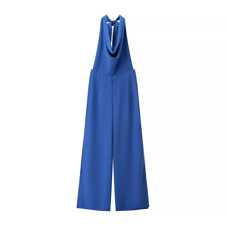 Dame elegant jumpsuit med asymmetrisk rygudskæring og bredt ben Stilla
