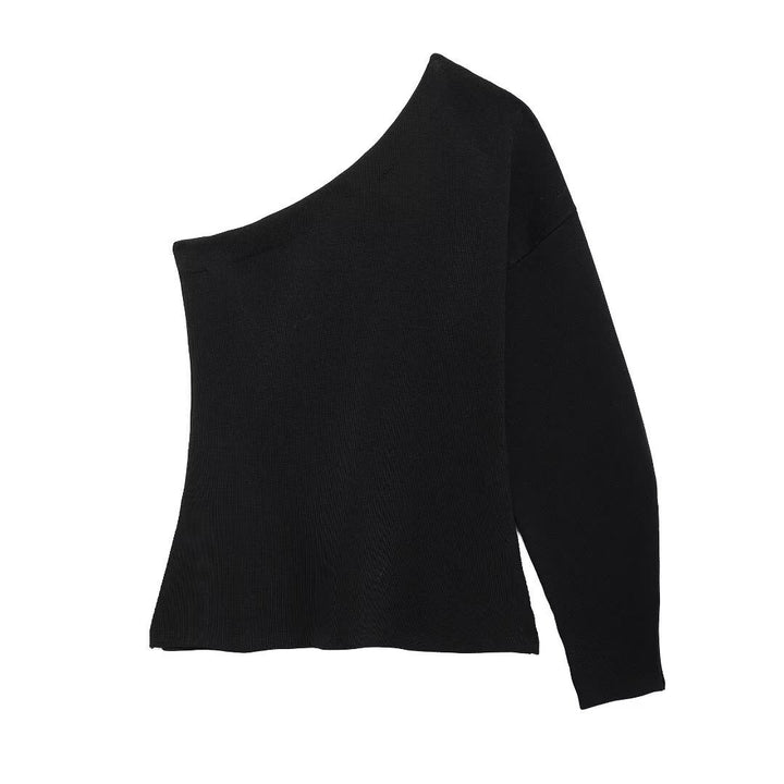 Femme Asymmetrisk Strikpullover Stilla
