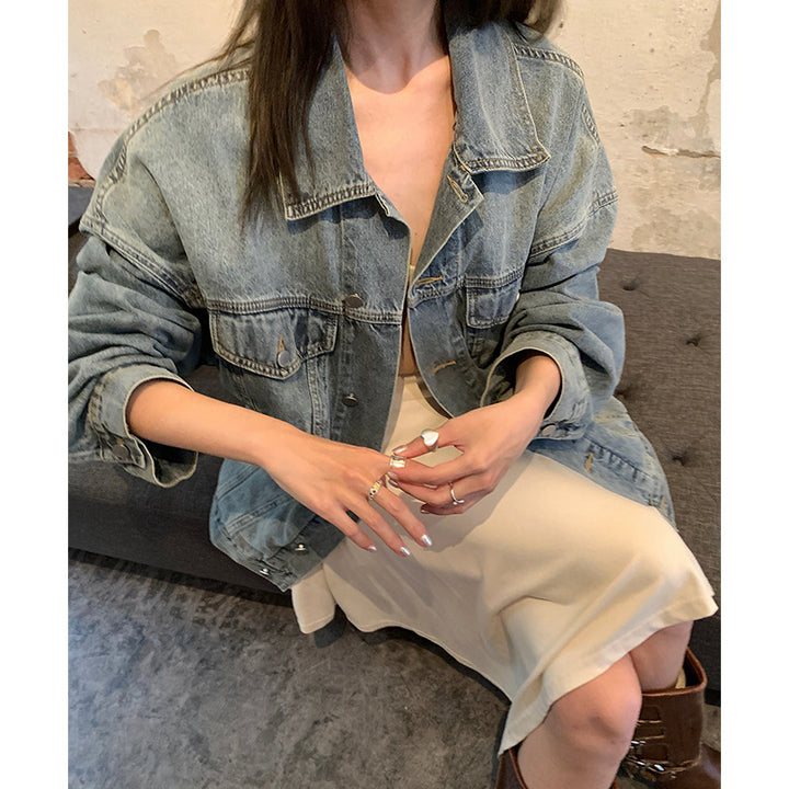 Dame oversized Jeansjakke Stilla