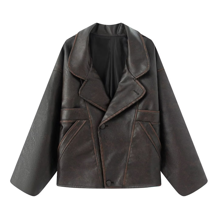 Dame elegant kunstlæderjakke med oversized snit Stilla