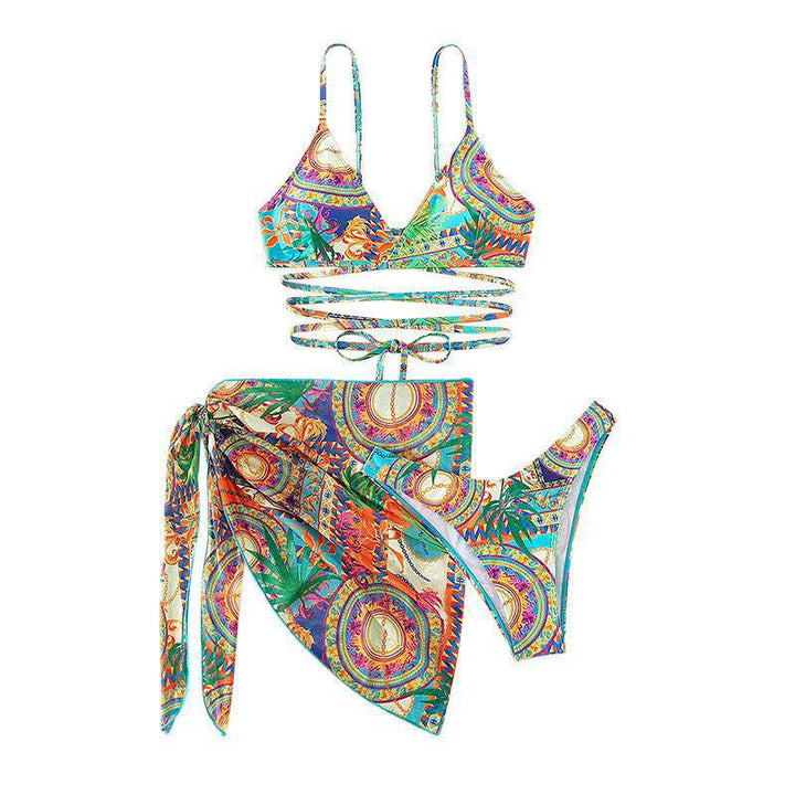 Dame Bikini-sæt med trendy indpakningsdesign og asymmetriske snøre detaljer Stilla
