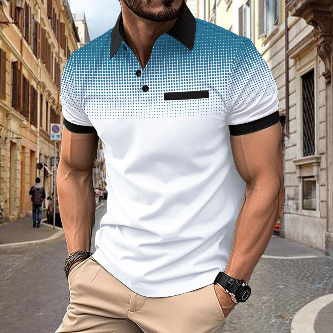 Herren stilfuldt polo shirt med farvegradient og praktisk brystlomme Stilla