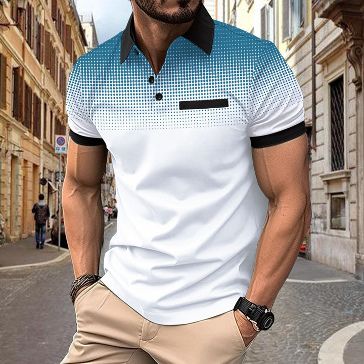 Herren stilfuldt polo shirt med farvegradient og praktisk brystlomme Stilla