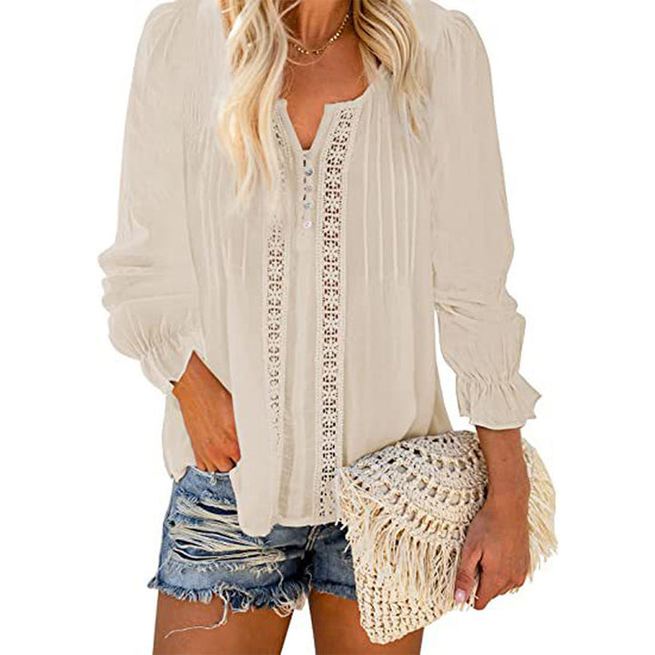 Damebluse med fine broderidetaljer Stilla