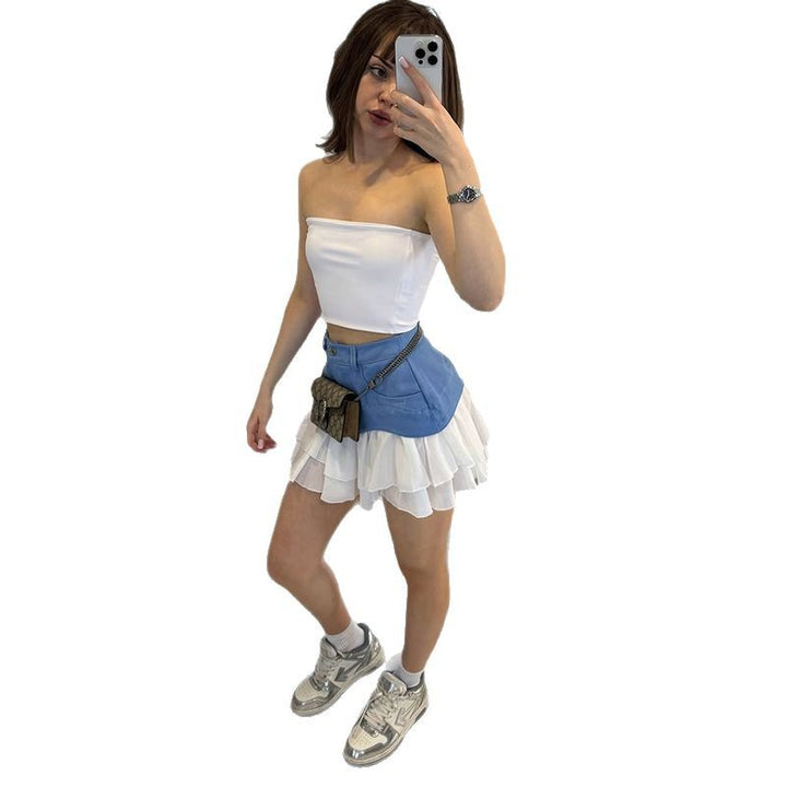 Dame Crop-top med elegant figursyet snit og rynke detaljer Stilla