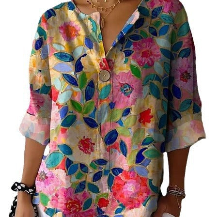 Damebluse med farverigt blomsterprint Stilla
