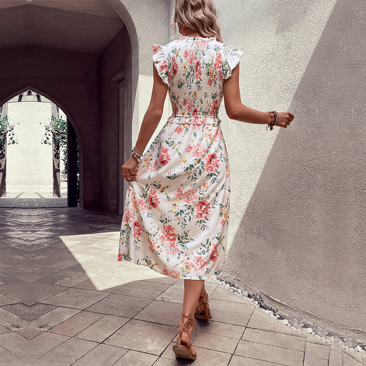 Dame Floral Print Split Maxi Kjole Stilla