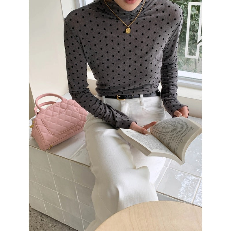 Kvinders Langærmet Polka Dots Turtleneck Stilla